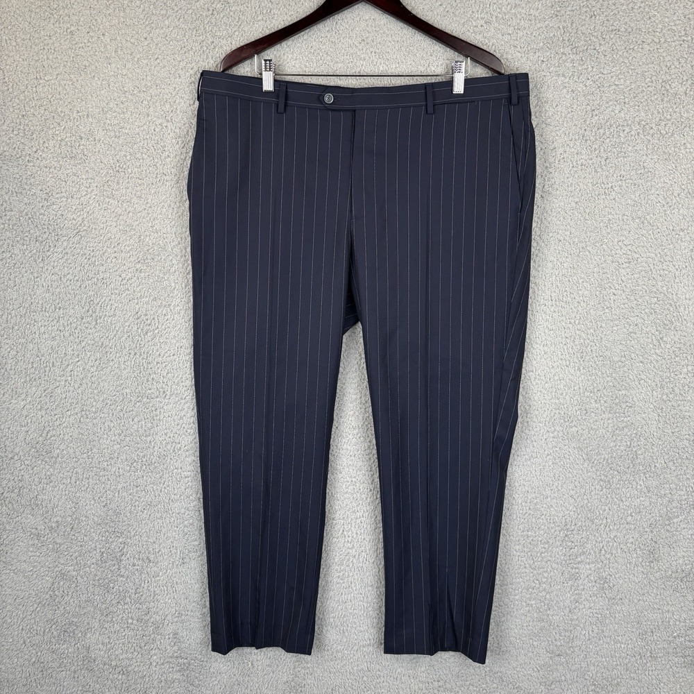 J Hilburn Navy Pinstripe Dress Pants Mens 40x30 Vitale Barberis Canonico Italy
